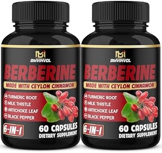 Berberine with Ceylon Cinnamon, Turmeric, Milk Thistle, Artichoke, Black Pepper - 60 Count - Pack of 1 BMVINVOL