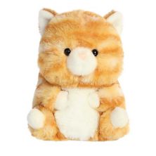 Aurora Mini Orange Rolly Pet 5&#34; Gingersnap Kitten Round Stuffed Animal Aurora