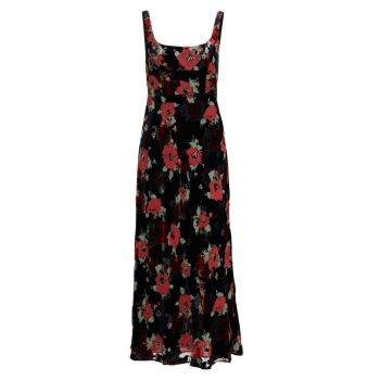 Бархатное платье-миди Benedict с цветочным принтом RIXO