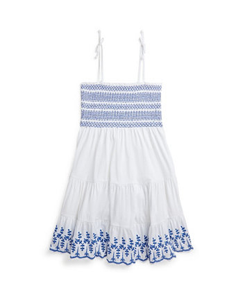 Хлопковое трикотажное платье с люверсами для больших девочек Polo Ralph Lauren