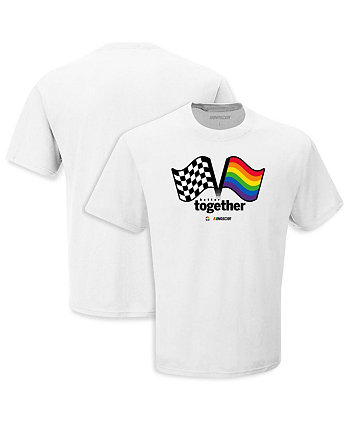 Мужская и женская белая футболка NASCAR Better Together Checkered Flag Sports
