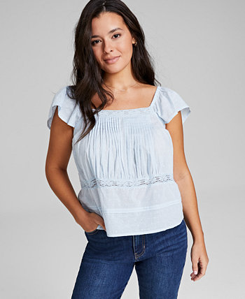 Women's Flutter-Sleeve Cotton Top, Created for Macy's And Now This