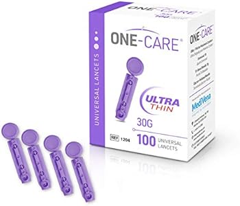 MediVena ONE-CARE Twist Top Lancets, Ultra-Thin 30G, Universal Fit, 100/bx, Sterile, Gentle for Comfortable Glucose Testing ONE-CARE