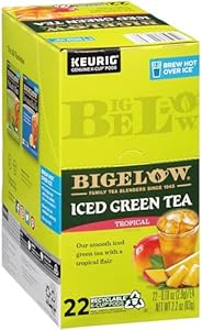 Чай Tropical Iced Green Tea в капсулах Keurig, 88 порций, с кофеином, 4 упаковки по 22 капсулы, удобные для использования Bigelow Tea