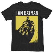 Мужская футболка с длинными рукавами и плакатом желтого оттенка «Бэтмен Я Бэтмен» DC Comics