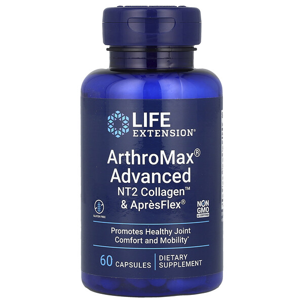 ArthroMax® Advanced с коллагеном NT2 и AprèsFlex®, 60 капсул, поддержка суставов Life Extension