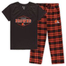 Женские Concepts Sport Коричневый/Оранжевый Cleveland Browns Plus Size Футболка и брюки со значком для сна Комплект для сна Unbranded