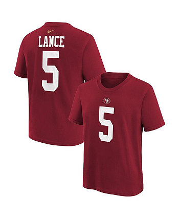 Big Boys Trey Lance Scarlet San Francisco 49ers Team Player Name and Number T-shirt Nike