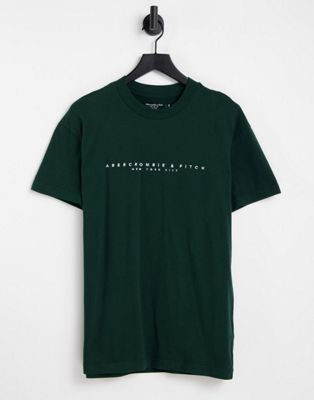 Зеленая футболка с перекрестным логотипом на груди Abercrombie & Fitch Abercrombie & Fitch