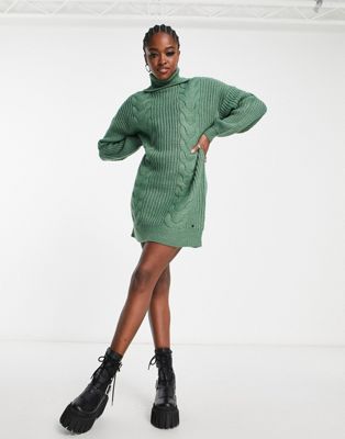 Зеленое платье-свитер мини с высоким воротником и высоким воротником Noisy May Noisy May