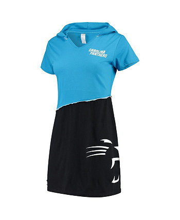 Women's Blue, Black Carolina Panthers Hooded Mini Dress Refried Apparel