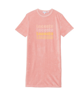 Short Sleeve Crew Neck Gradient Lacoste Writing Tee Shirt Dress (Little Kid/Toddler/Big Kid) Lacoste Kids