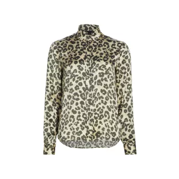 Шелковая рубашка с длинными рукавами с леопардовым принтом ATM Anthony Thomas Melillo