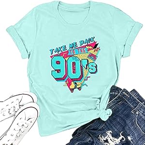 90s Outfit for Women Take Me Back to The 90's Shirt Vintage Neon Crew Neck Tops Tee for Birthday Party Gift Bangely