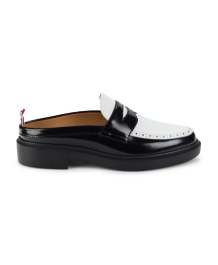 Colorblock Patent Leather Penny Mules THOM BROWNE