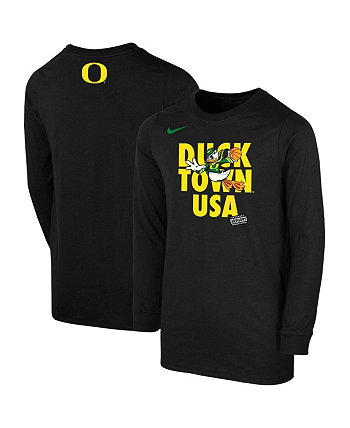 Черная футболка с длинными рукавами Big Boys Oregon Ducks Basketball Duck Town Shootaround Core Nike