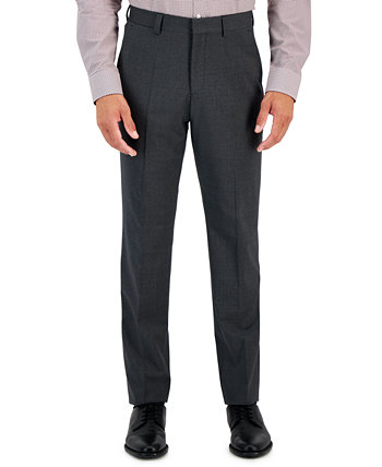 Мужские однотонные костюмные брюки современного кроя из смесовой шерсти HUGO BOSS