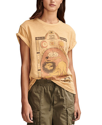 Женская футболка-бойфренд с изображением льва Strength Lucky Brand
