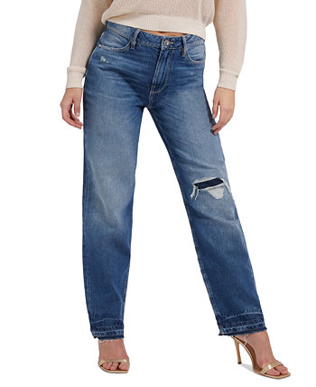 Women's Hollywood High-Rise Distressed Straight-Leg Jeans GUESS