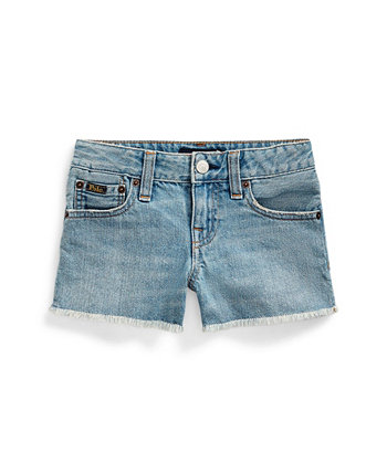 Хлопковые джинсовые шорты с потертостями для маленьких девочек Polo Ralph Lauren