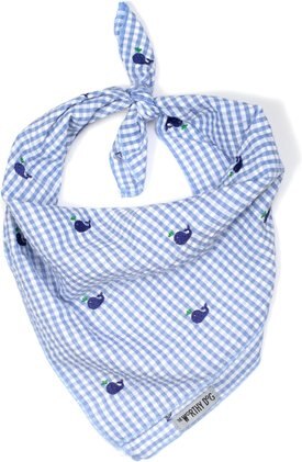 The Worthy Dog Gingham Whales Dog Bandana, Blue The Worthy Dog