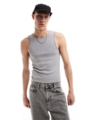 COLLUSION ribbed tank top in heather gray   Collusion