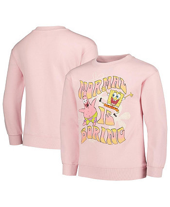 Розовый рваный свитер с капюшоном для больших девочек «Губка Боб Квадратные Штаны» «Обычный скучный пуловер» Mad Engine