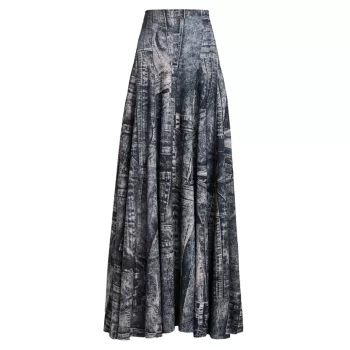 Grace Print A-Line Long Skirt Norma Kamali