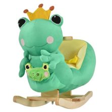 Qaba Kids Ride On Rocking Horse Toy Frog Style Rocker with Fun Music Seat Belt and Soft Plush Fabric Hand Puppet for Children 18 36 Months Qaba