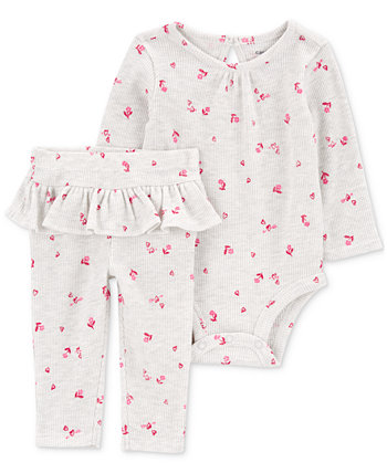 Детские Комплекты Одежды Carter's Baby Girls Floral Valentine's Day Bodysuit & Pants, 2 Piece Set Carter's