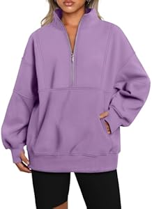 AUTOMET Women's Half Zip Oversized Sweatshirts Fleece Pullover Long Hoodies Casual Mock Turtleneck Sweaters with Pockets Automet