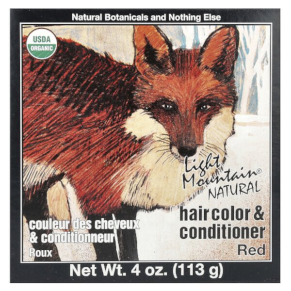 Натуральная краска и кондиционер для волос, красный, 4 унции (113 г) Light Mountain