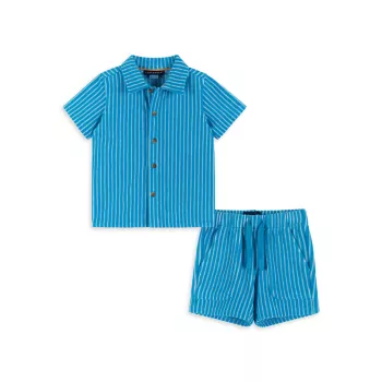 Baby Boy's Striped Cotton-Blend Shirt &amp; Shorts Set Andy & Evan