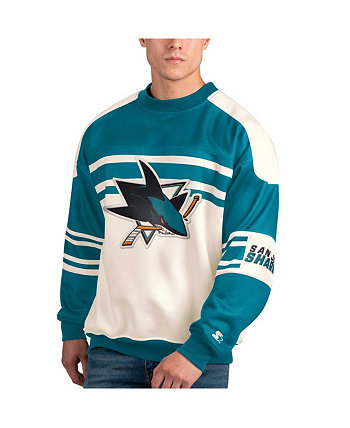 Мужской белый флисовый пуловер с круглым вырезом San Jose Sharks Defense Starter