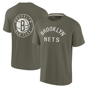 Унисекс футболка с короткими рукавами Fanatics Signature Brooklyn Nets оливкового цвета из мягкого хлопка Fanatics Signature