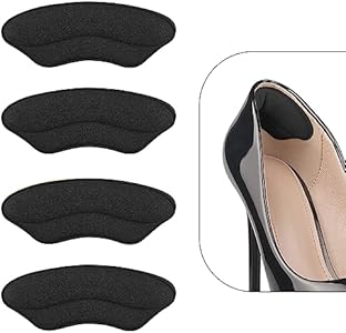 Heel Pads for Shoes That are Too Big - 4 Pairs Foamed Cotton Heel Cushions for Pain Relief & Tighter Fit - Heel Grips for Men Women's Shoes (Black) BIGIICO