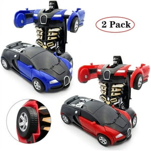 KEINXS 2 Pack Trading Robot Car Transforming Robot Toys 2 in 1 Button Deformation Vehicle Robot Car for 4 5 6 7 8 Toddler Infant Kids Boys Girls Keinxs