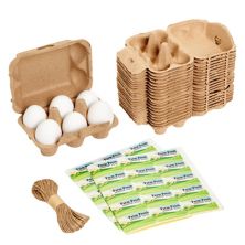 20 упаковок полдюжины коробок для яиц из коричневой бумаги, 50 самоклеящихся этикеток, 1 рулон джутовой веревки Okuna Outpost
