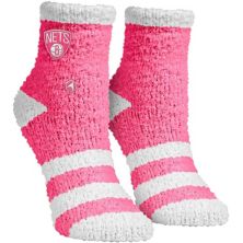 Rock Em Socks Pink Brooklyn Nets Fuzzy Crew Socks Rock Em Socks