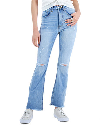Juniors' High-Rise Frayed-Hem Flare Jeans, Created for Macy's Tinseltown