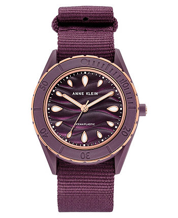 Женские кварцевые часы Oceanwork с тремя стрелками фиолетового цвета с пластиковым браслетом, 38,5 мм Anne Klein