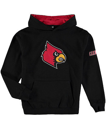 Черный пуловер с капюшоном и большим логотипом Big Boys Louisville Cardinals Stadium Athletic