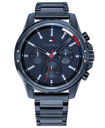 Мужские часы-хронограф с синим браслетом 45 мм Tommy Hilfiger