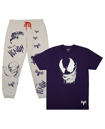 Мужской комплект из футболки и брюк Marvel Venom фиолетового и белого цвета для отдыха Heroes & Villains