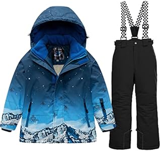 Мальчик Комбинезон WOWULOVELY Big Boy's 2-Piece Colorblock Snow Pants and Jacket Snowsuit Ski Suit WOWULOVELY