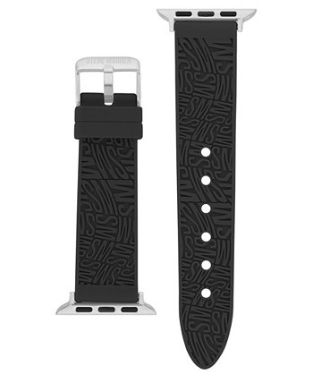 Женский черный силиконовый ремешок с тисненым вихревым логотипом, совместимый с Apple Watch 42/44/45/Ultra/Ultra 2 Steve Madden