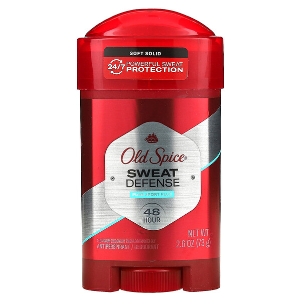 Sweat Defense, Дезодорант-антиперспирант, мягкое твердое вещество, Pure Sport Plus, 2,6 унции (73 г) Old Spice