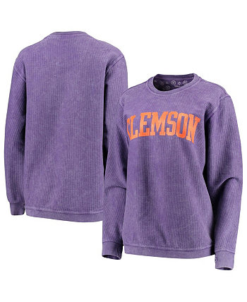 Женский фиолетовый рваный пуловер Clemson Tigers с удобным шнурком в винтажном стиле, базовый пуловер с аркой Pressbox