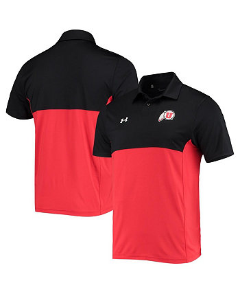 Мужская черная, красная рубашка поло Utah Utes 2022 Blocked Coaches Performance Under Armour