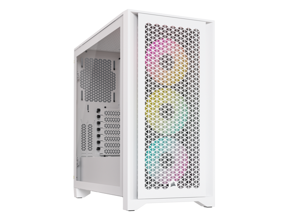 CORSAIR iCUE 4000D RGB AIRFLOW Mid-Tower Case, True White - 3x AF120 RGB ELITE White Fans - iCUE Lighting Node PRO Controller - High-airflow Design Corsair